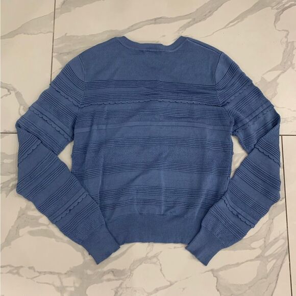 Sandro Barba Ruffle Trim Cardigan Knit Women Large UK 3 VGC knit Sweater Classic - Picture 2 of 11